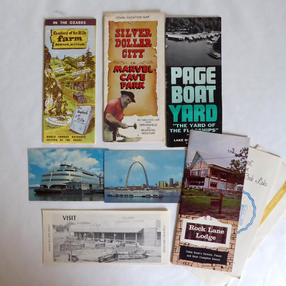 VINTAGE 1960’s MISSOURI SAINT LOUIS OZARKS POSTCARD PAMPHLET EPHEMERA LOT OF 7